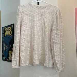 LOFT Ivory Lace Knit Top